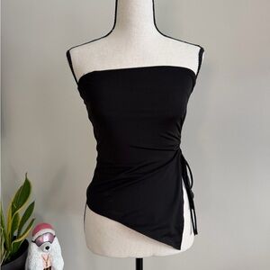 Garage Black Asymmetrical Strapless Top